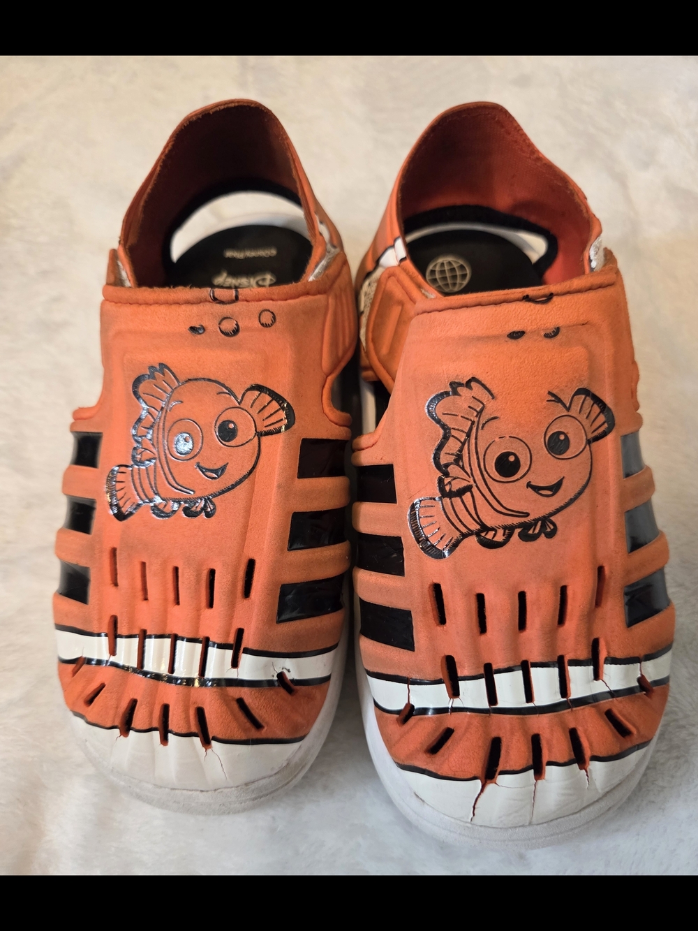 adidas Disney Kids Orange Nemo Slip-On Water Shoes Sandals